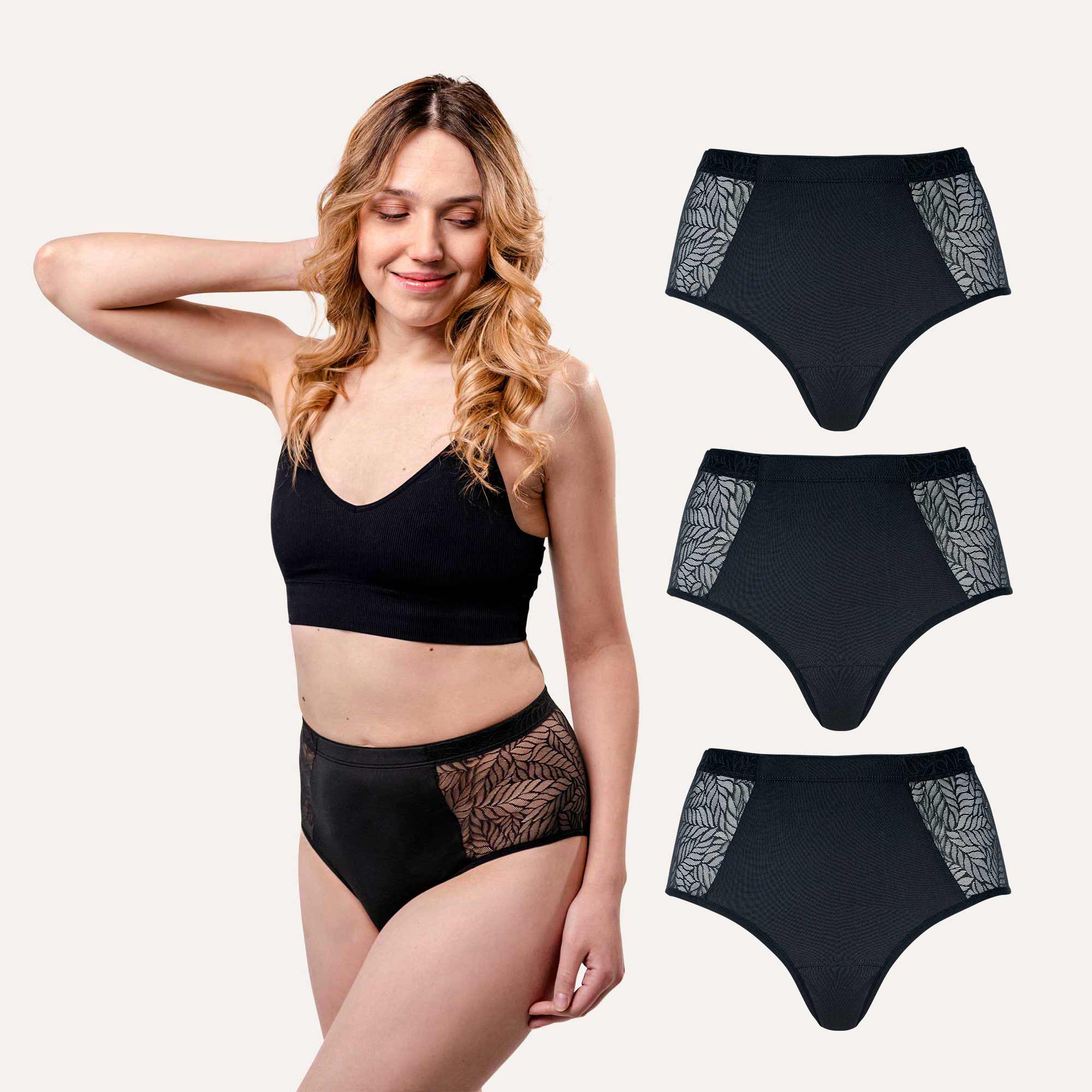 Period Underwear Recycled Lace Leaf High Waist (Multipack of 3)